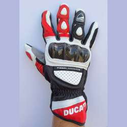 Kozne moto rukavice Ducati crno crvene
